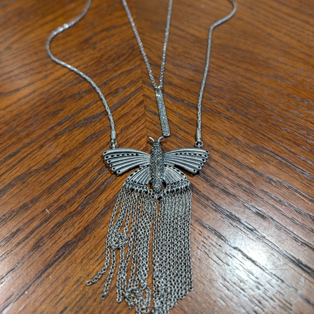 Lucky brand long double strand butterfly necklace
